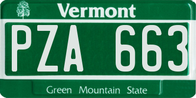 VT license plate PZA663