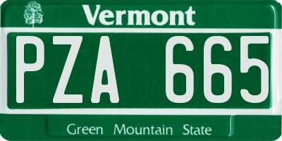 VT license plate PZA665