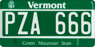 VT license plate PZA666