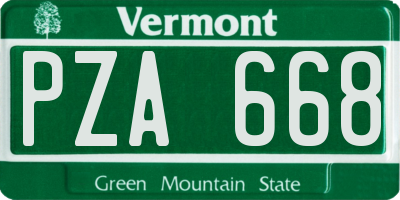 VT license plate PZA668
