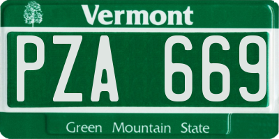 VT license plate PZA669