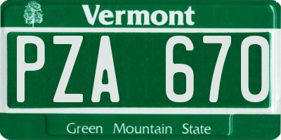 VT license plate PZA670