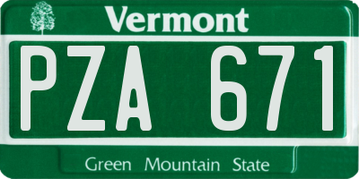 VT license plate PZA671