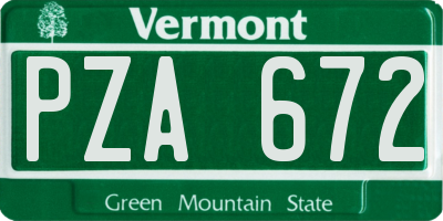 VT license plate PZA672