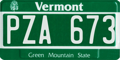 VT license plate PZA673