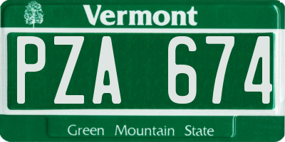 VT license plate PZA674