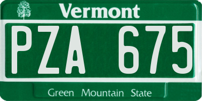 VT license plate PZA675