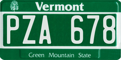 VT license plate PZA678
