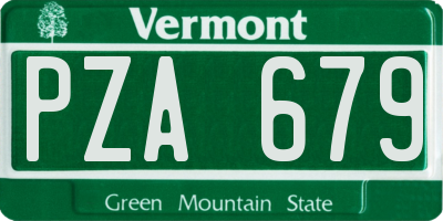 VT license plate PZA679