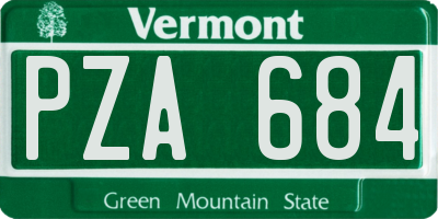 VT license plate PZA684