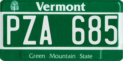 VT license plate PZA685