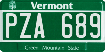 VT license plate PZA689
