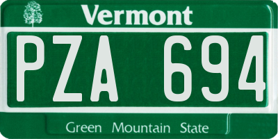 VT license plate PZA694