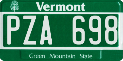 VT license plate PZA698