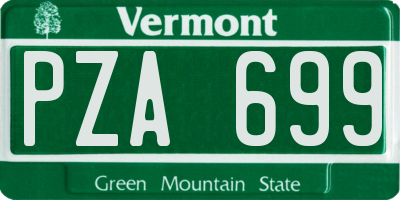 VT license plate PZA699