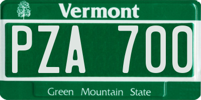 VT license plate PZA700