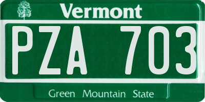 VT license plate PZA703