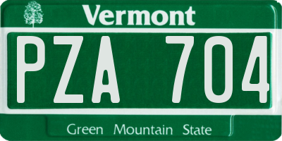 VT license plate PZA704