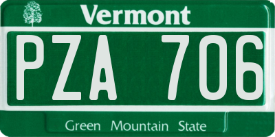VT license plate PZA706