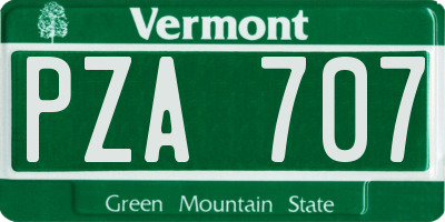 VT license plate PZA707