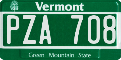 VT license plate PZA708