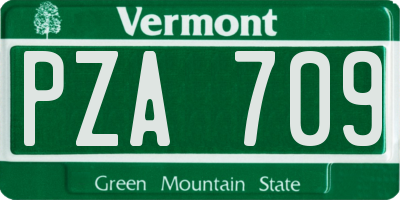 VT license plate PZA709