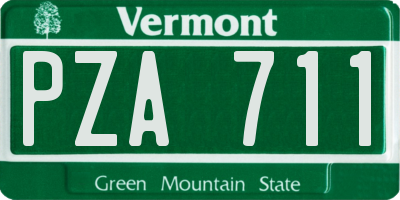 VT license plate PZA711