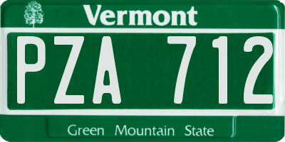 VT license plate PZA712