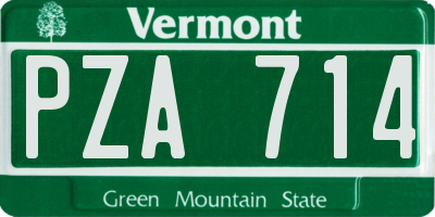 VT license plate PZA714
