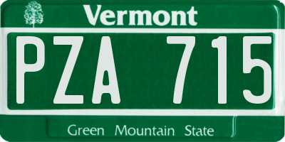 VT license plate PZA715