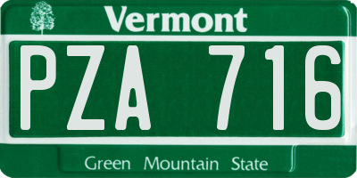 VT license plate PZA716