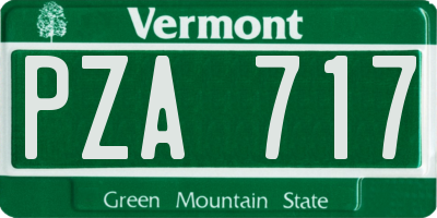VT license plate PZA717