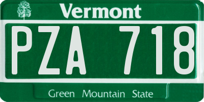 VT license plate PZA718