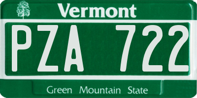 VT license plate PZA722