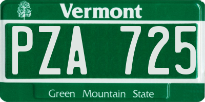 VT license plate PZA725