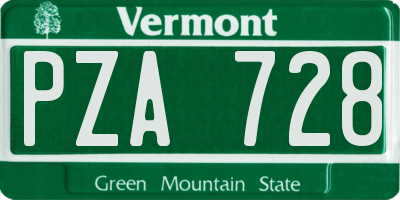 VT license plate PZA728