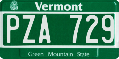 VT license plate PZA729