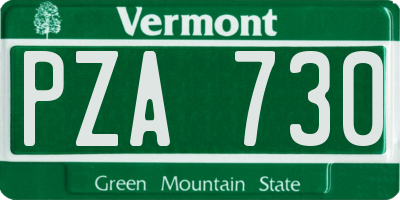 VT license plate PZA730