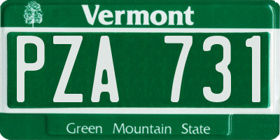 VT license plate PZA731
