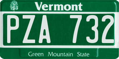 VT license plate PZA732