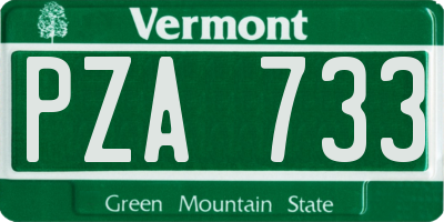 VT license plate PZA733