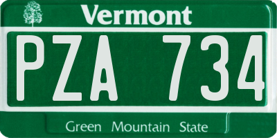 VT license plate PZA734
