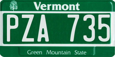 VT license plate PZA735