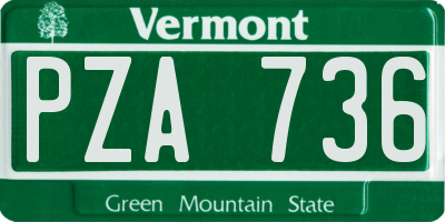 VT license plate PZA736
