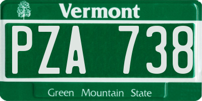 VT license plate PZA738