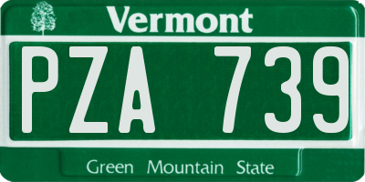 VT license plate PZA739
