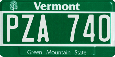 VT license plate PZA740
