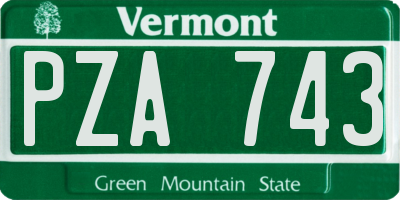 VT license plate PZA743