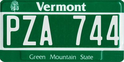 VT license plate PZA744