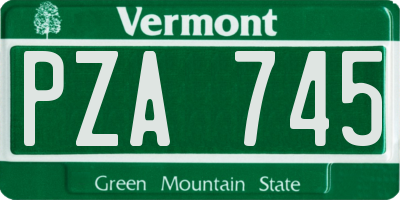 VT license plate PZA745